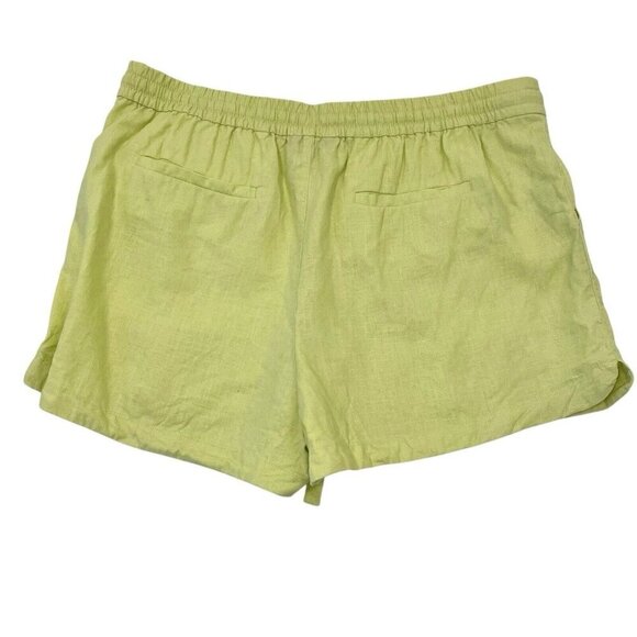 J. CREW Linen Blend Pull-On Lightweight Shorts Pockets Neon Yellow size Large - Picture 4 of 6